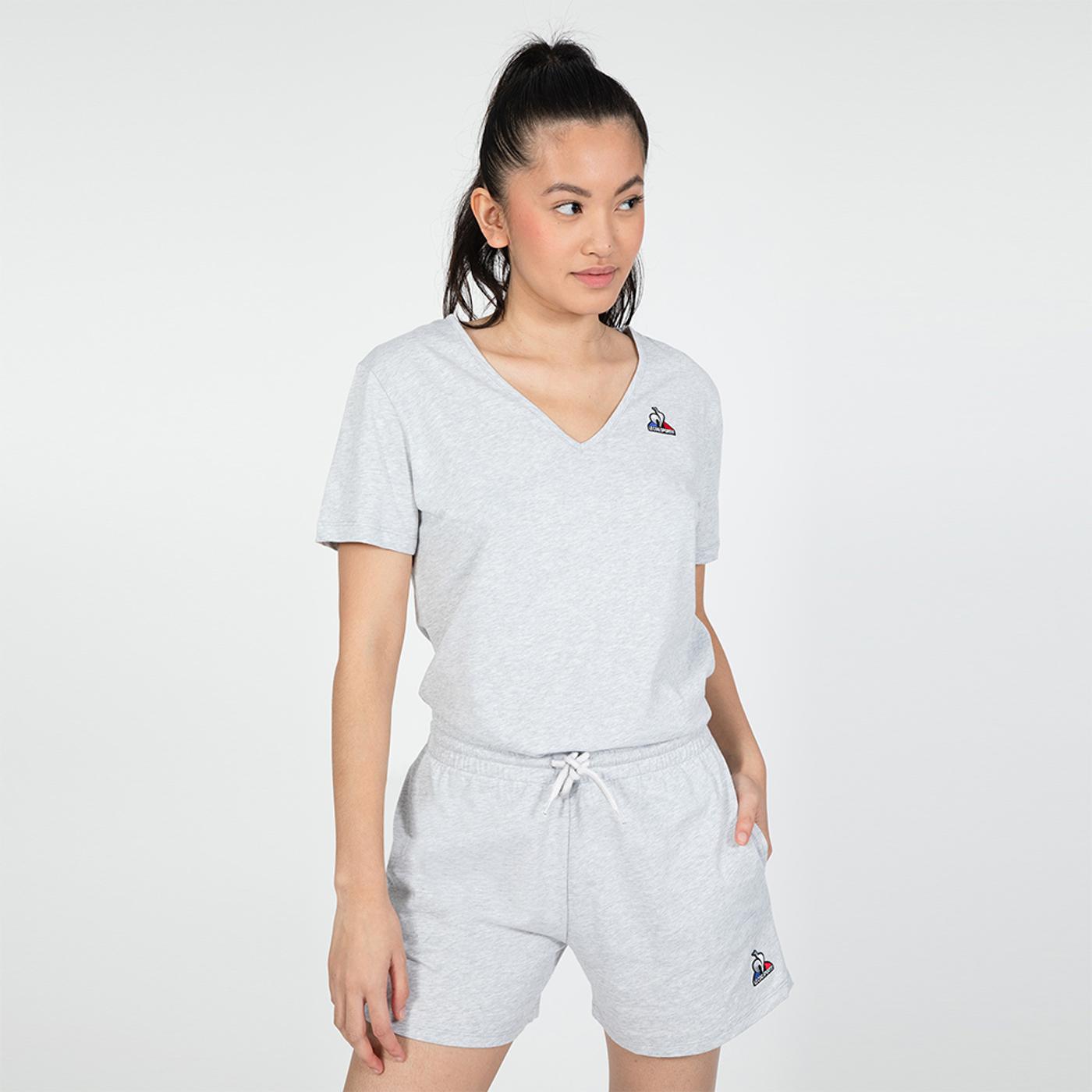 LE COQ SPORTIF ESS Tee SS Col V N°2 W gris chiné clair 2220633 CAMISA T-SHIRT