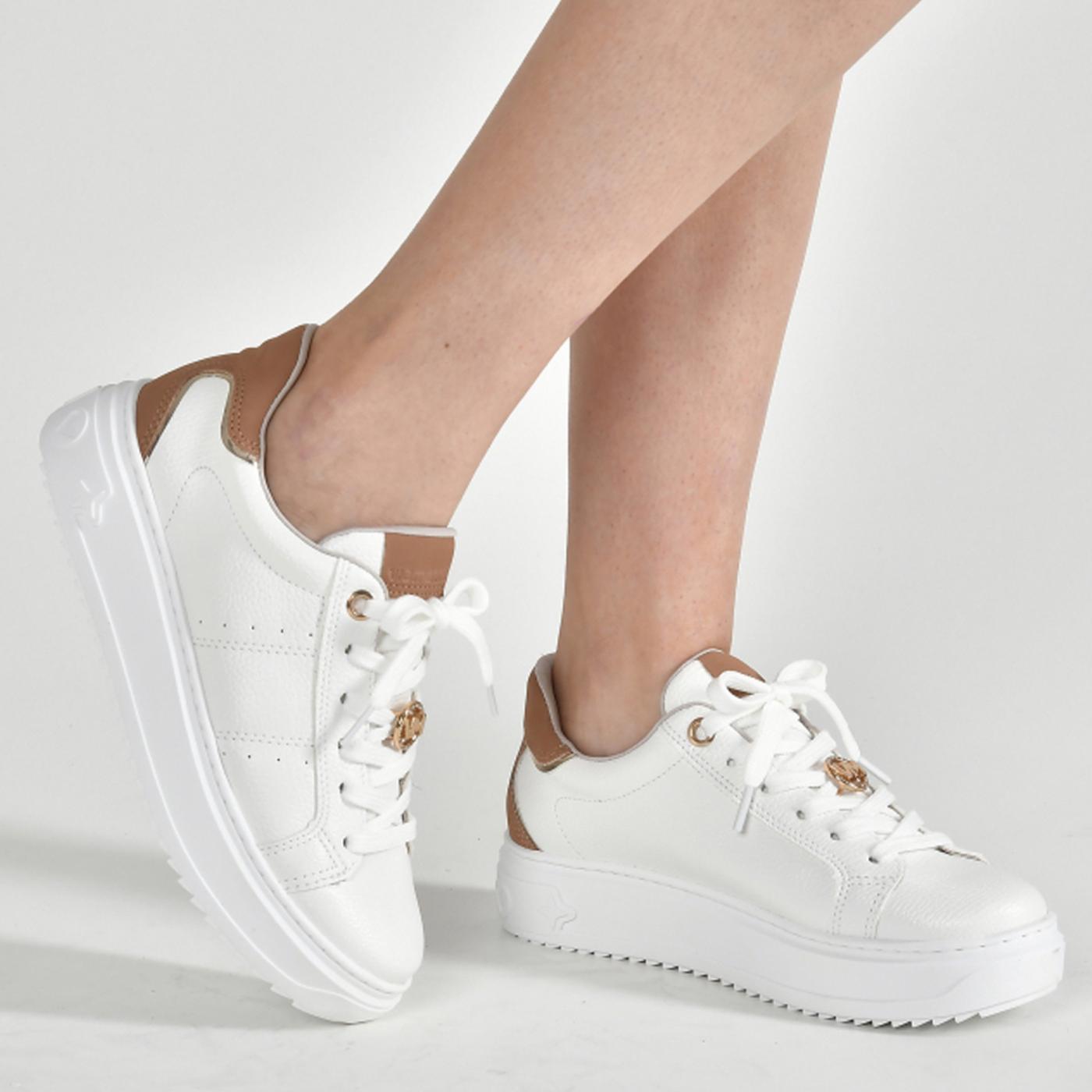 VIA MARTE ZAPATILLA 055-001-01 branco/macchiato/dourado 055-001-01 ZAPATILLA CASUAL