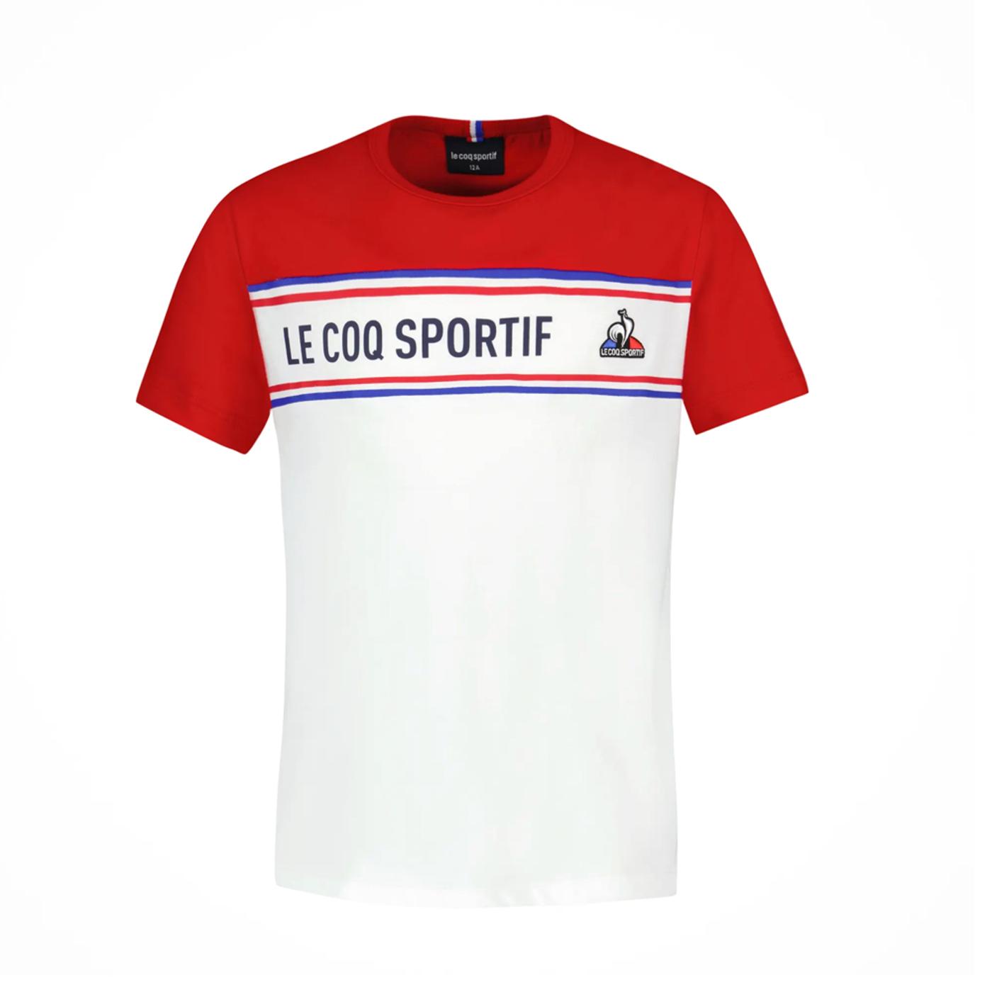 LE COQ SPORTIF TRI Tee SS N°2 Enfant n.opt.white/rouge electro 2310043 CAMISA T-SHIRT
