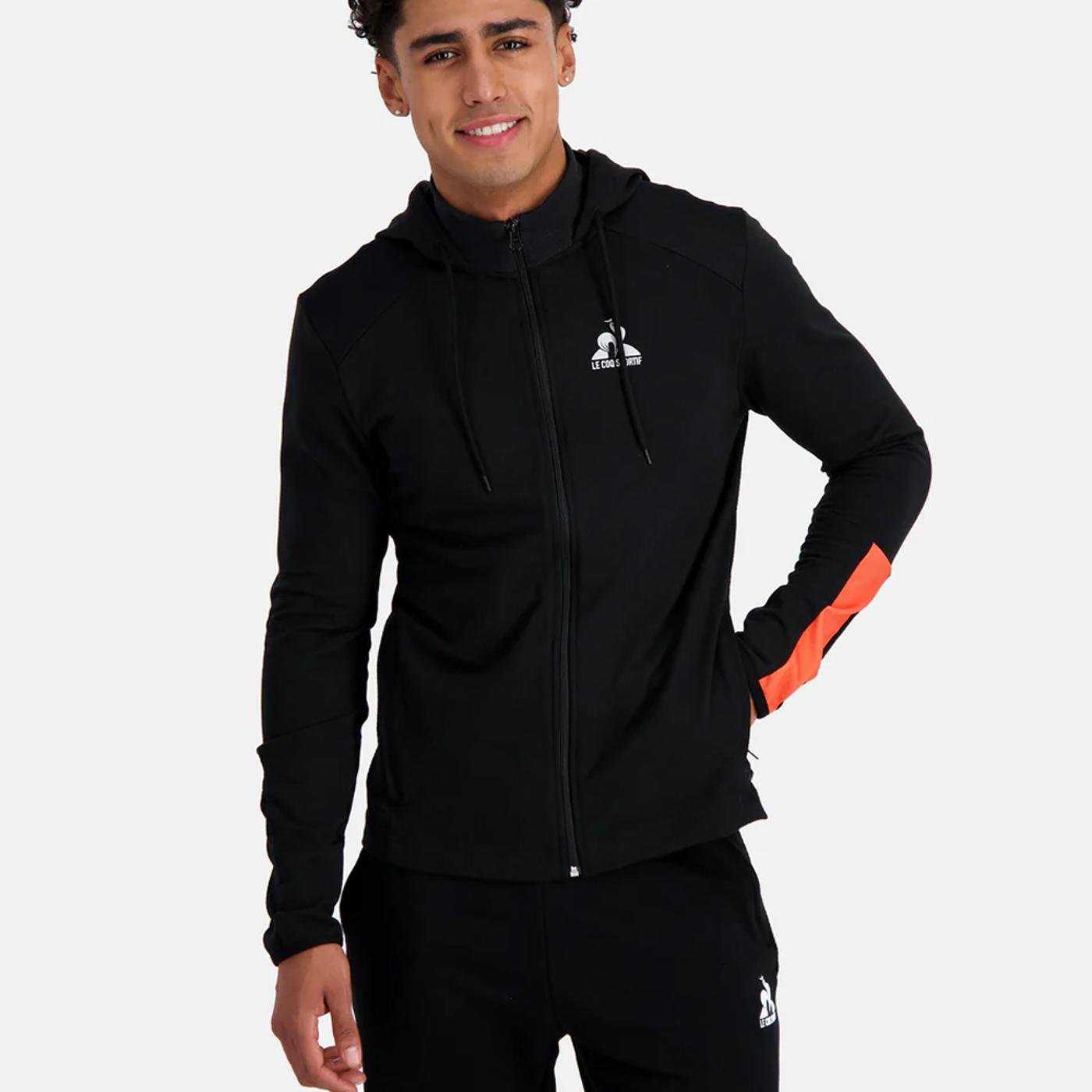 LE COQ SPORTIF TRAINING SP FZ Hoody N°2 M black/orange black/orange perf 2410229 ABRIGO SUDADERA
