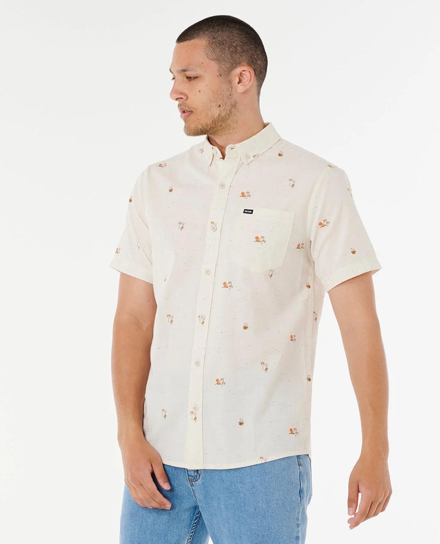 RIP CURL Skelly Breach off white 05XMSH CAMISA CAMISA DE BOTONES CORTA