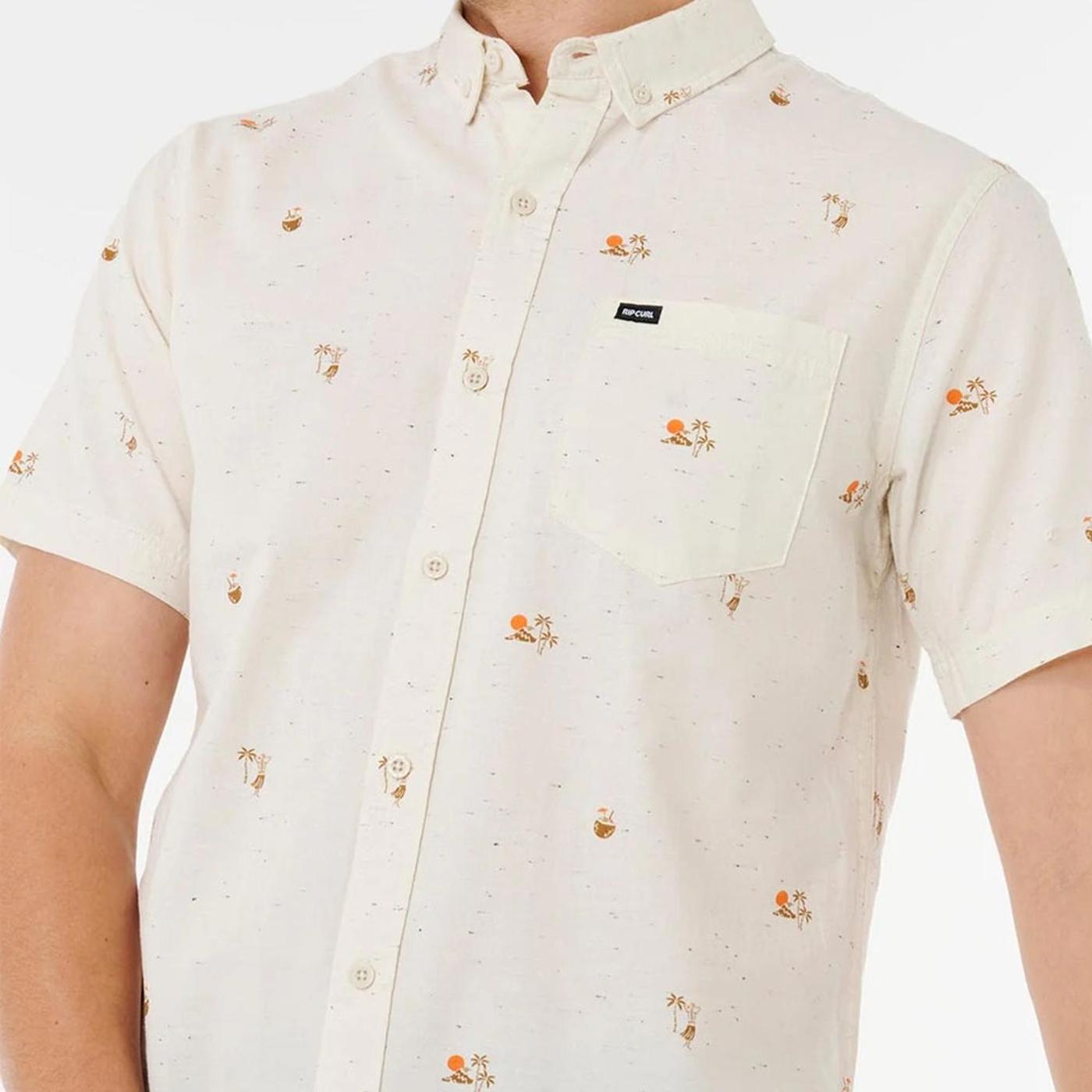 RIP CURL Skelly Breach off white 05XMSH CAMISA CAMISA DE BOTONES CORTA